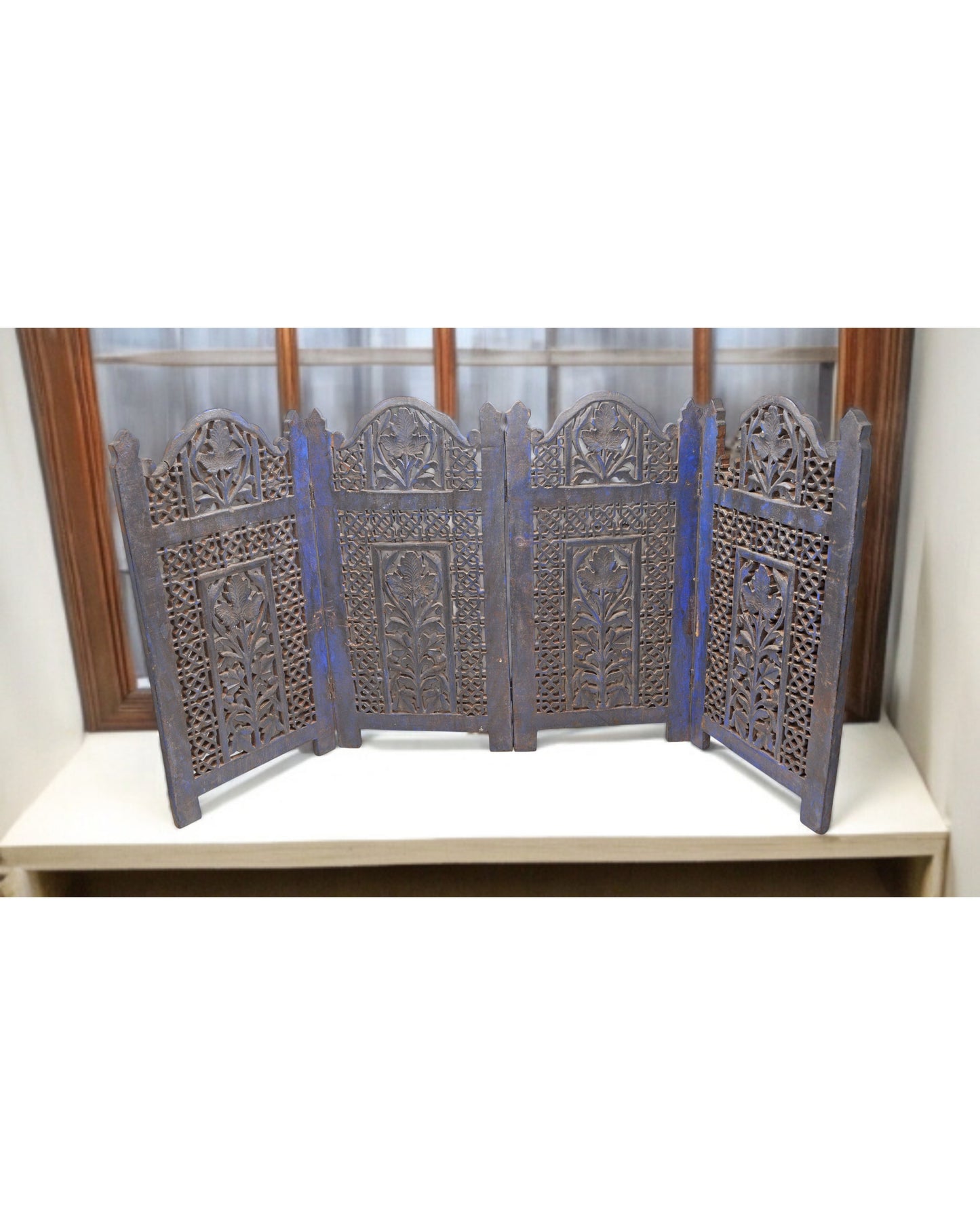 Vintage Wooden Small Desk Screen Partition Original Old Fine Hand Carved