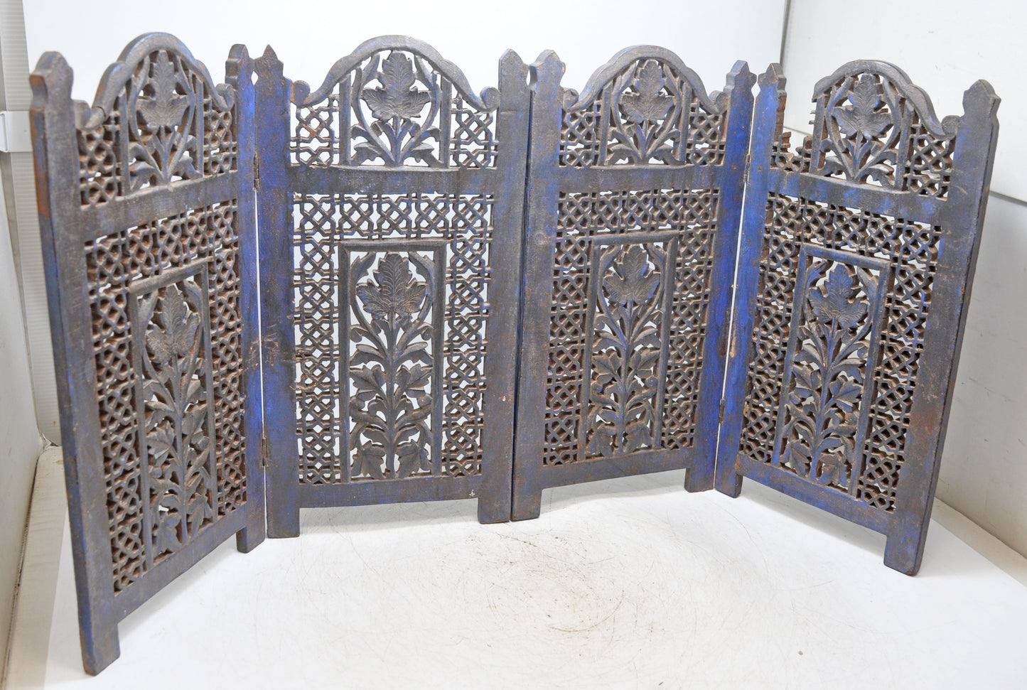 Vintage Wooden Small Desk Screen Partition Original Old Fine Hand Carved