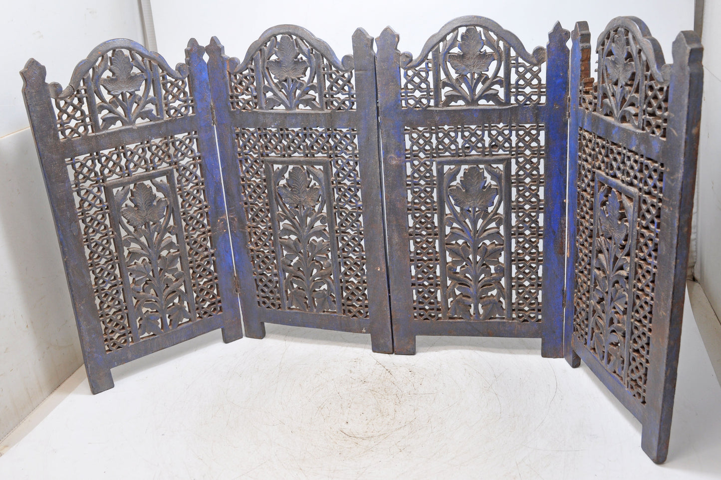 Vintage Wooden Small Desk Screen Partition Original Old Fine Hand Carved