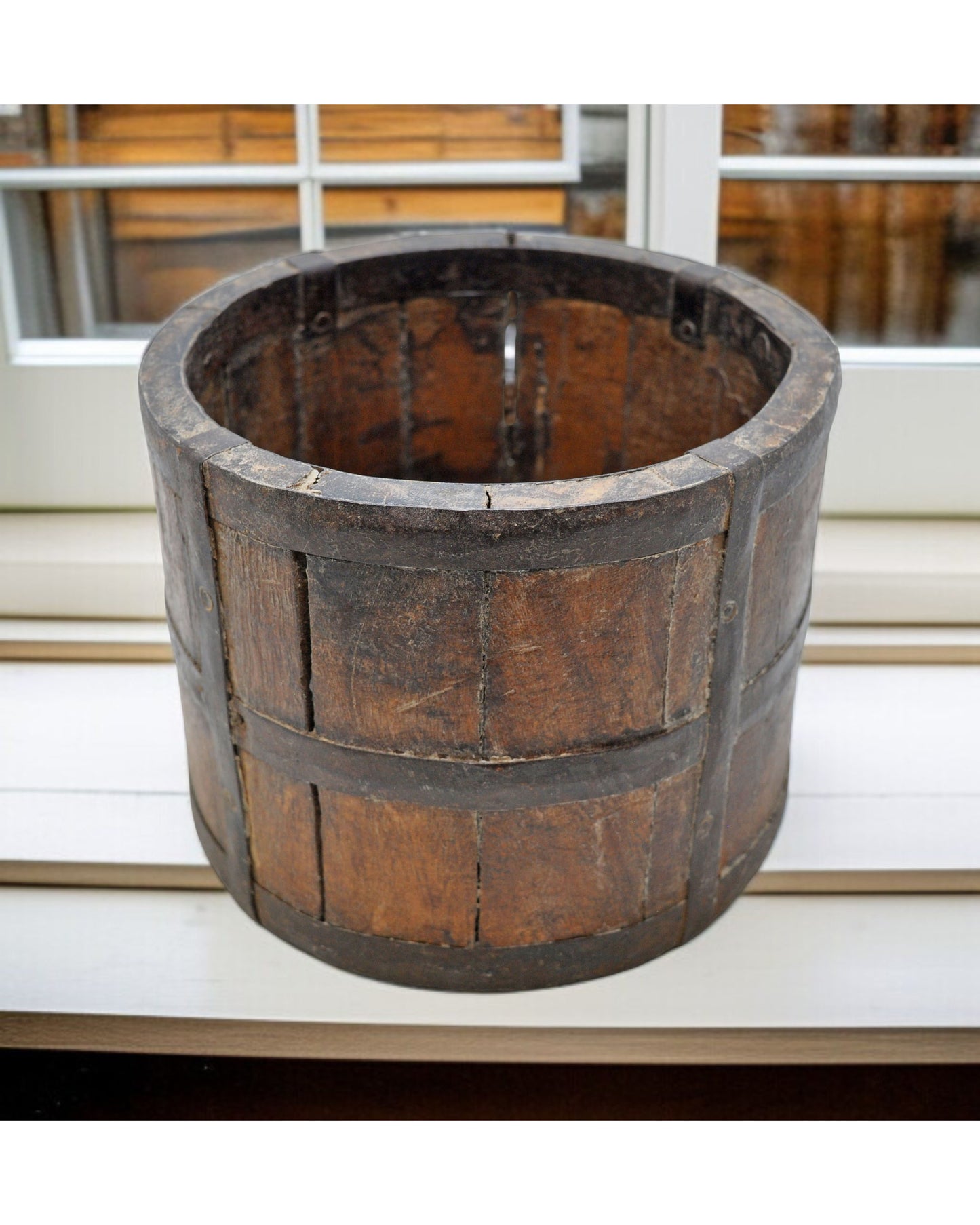 Vintage Wooden Round Paili Grain Measurement Pot Original Old Hand Crafted