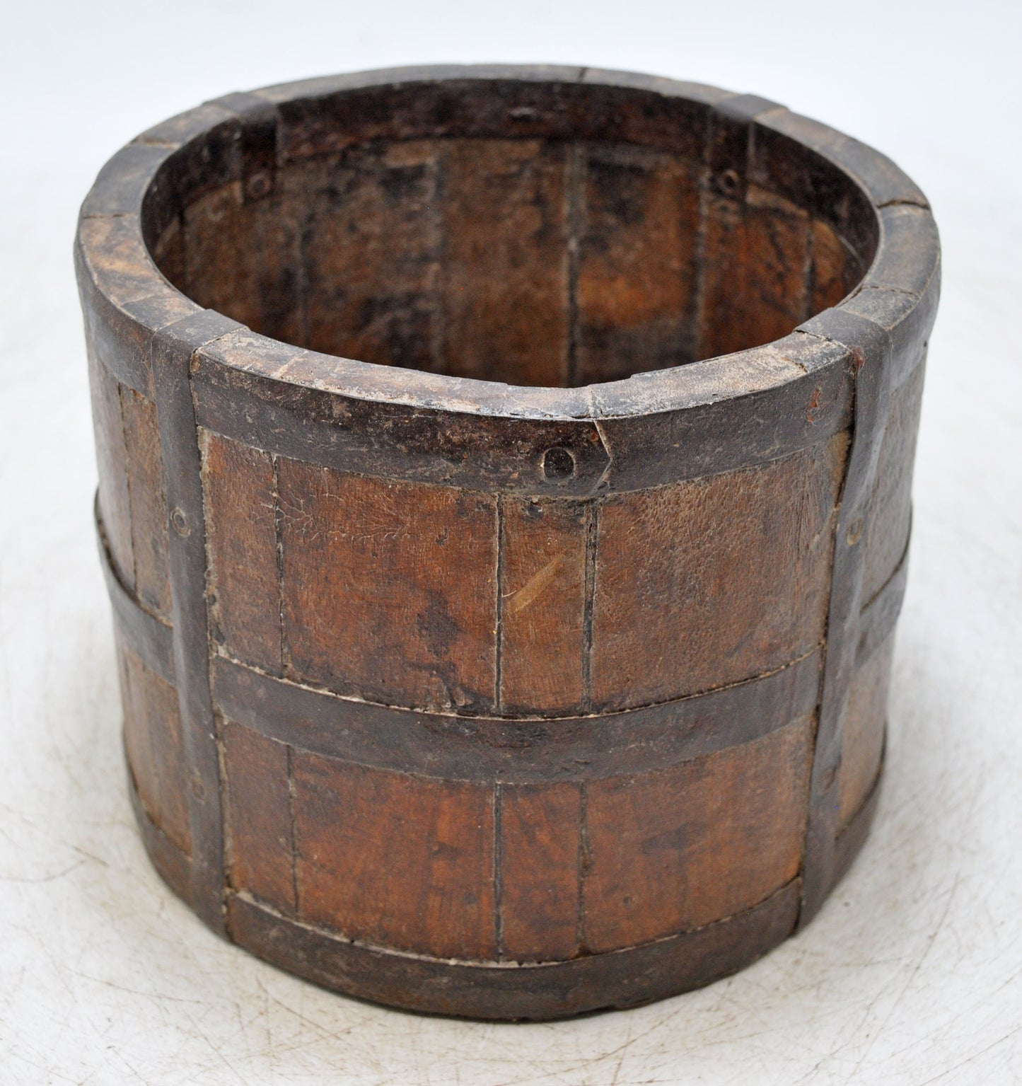 Vintage Wooden Round Paili Grain Measurement Pot Original Old Hand Crafted