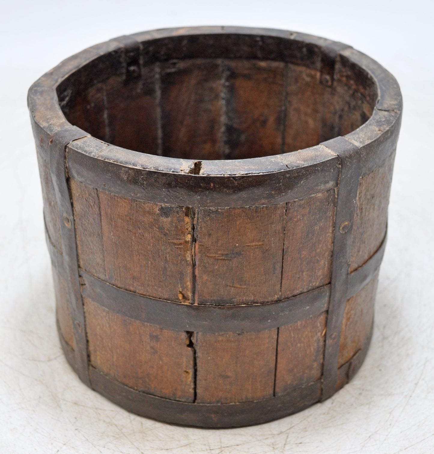 Vintage Wooden Round Paili Grain Measurement Pot Original Old Hand Crafted