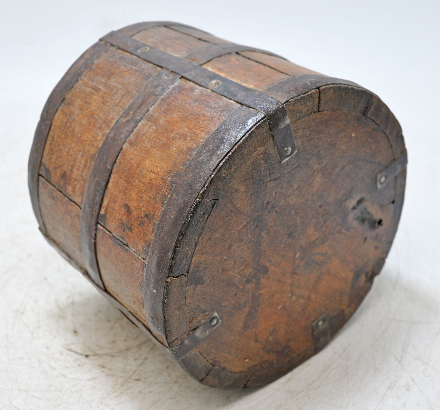 Vintage Wooden Round Paili Grain Measurement Pot Original Old Hand Crafted