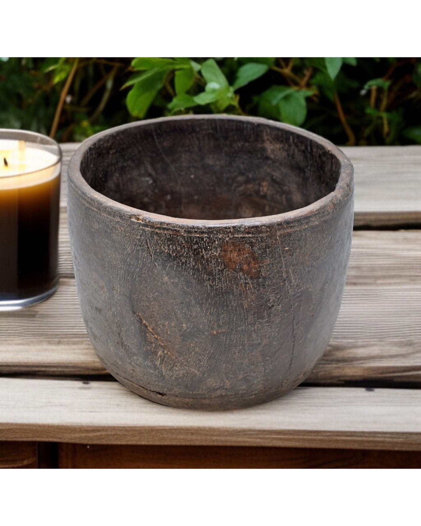 Vintage Wooden Round Paili Grain Measurement Pot Original Old Hand Crafted