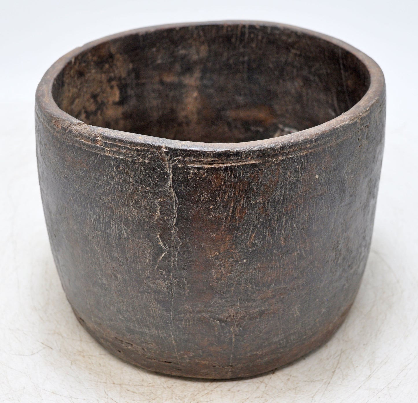 Vintage Wooden Round Paili Grain Measurement Pot Original Old Hand Crafted