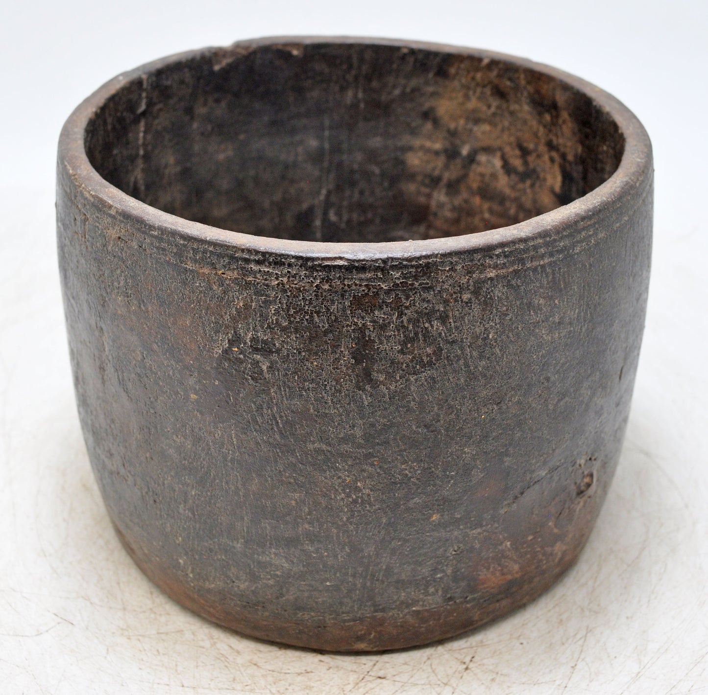 Vintage Wooden Round Paili Grain Measurement Pot Original Old Hand Crafted