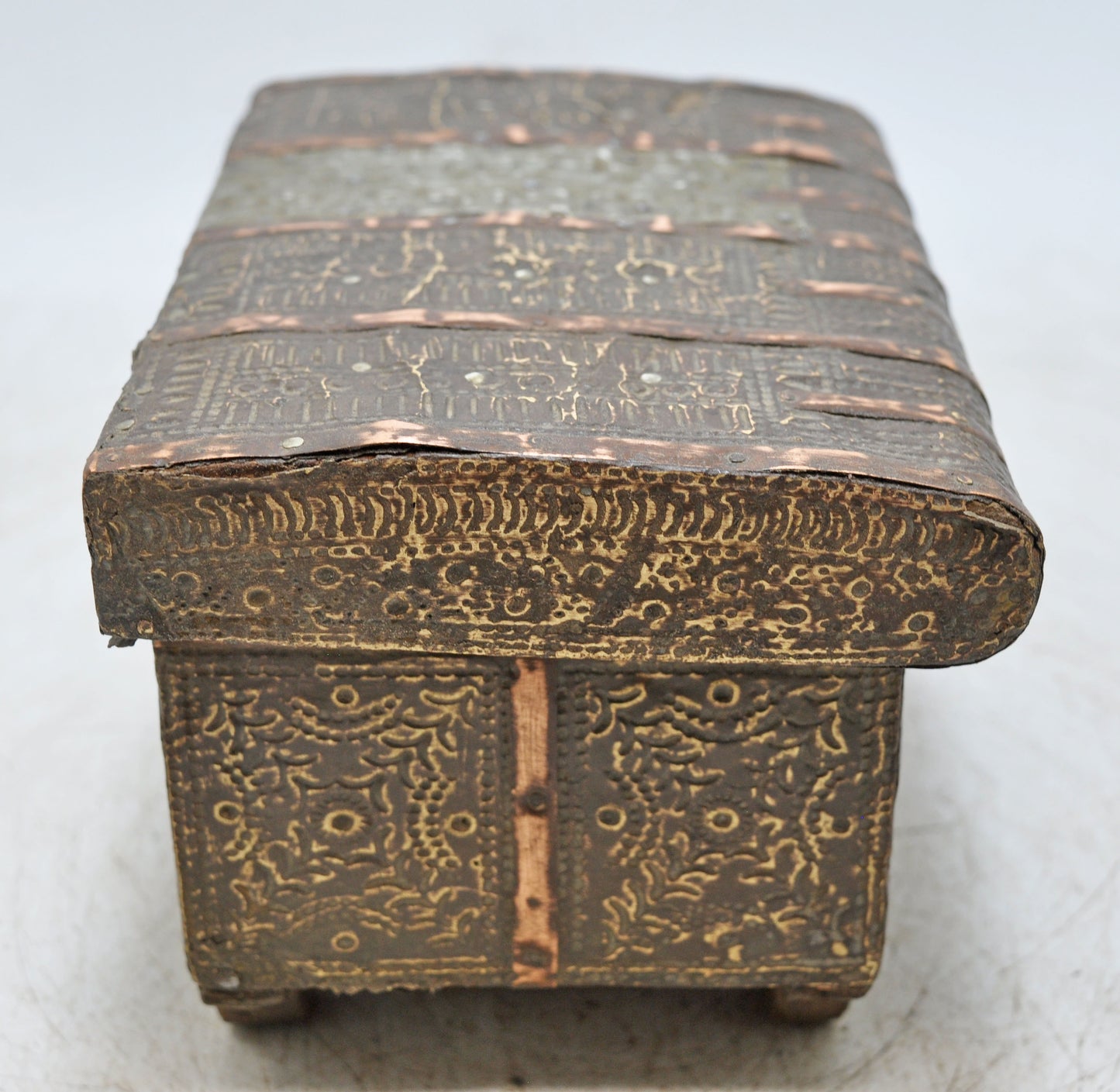 Antique Wooden Jewelery Storage Box Original Old Hand Crafted Fine Brass Fitted