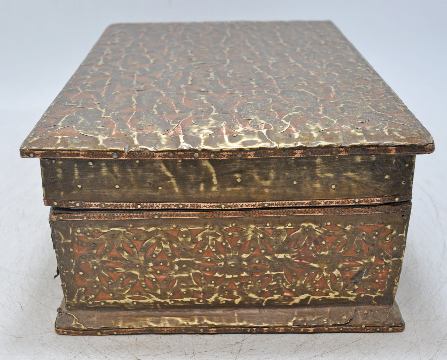 Vintage Wooden Storage Box Original Old Hand Crafted Brass Fitted