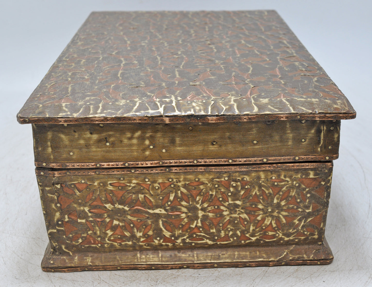 Vintage Wooden Storage Box Original Old Hand Crafted Brass Fitted