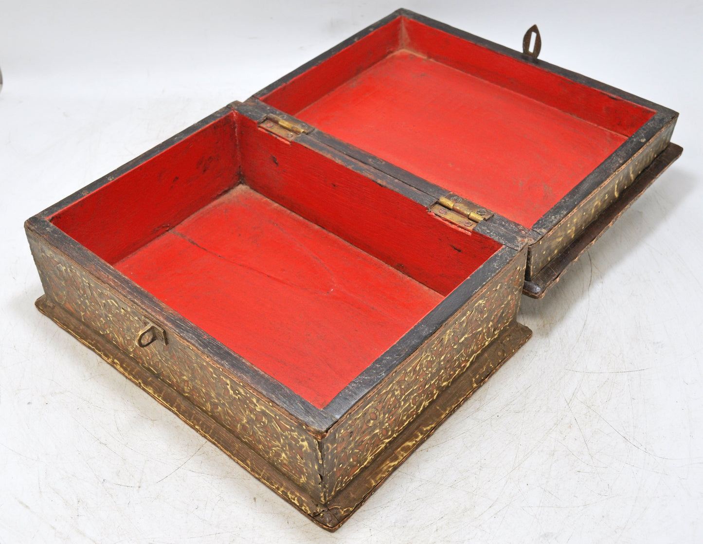 Vintage Wooden Storage Box Original Old Hand Crafted Brass Fitted