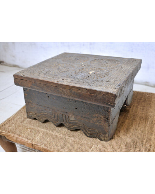 Antique Wooden Kitchenware Spice Box Original Old Fine Hand Carved
