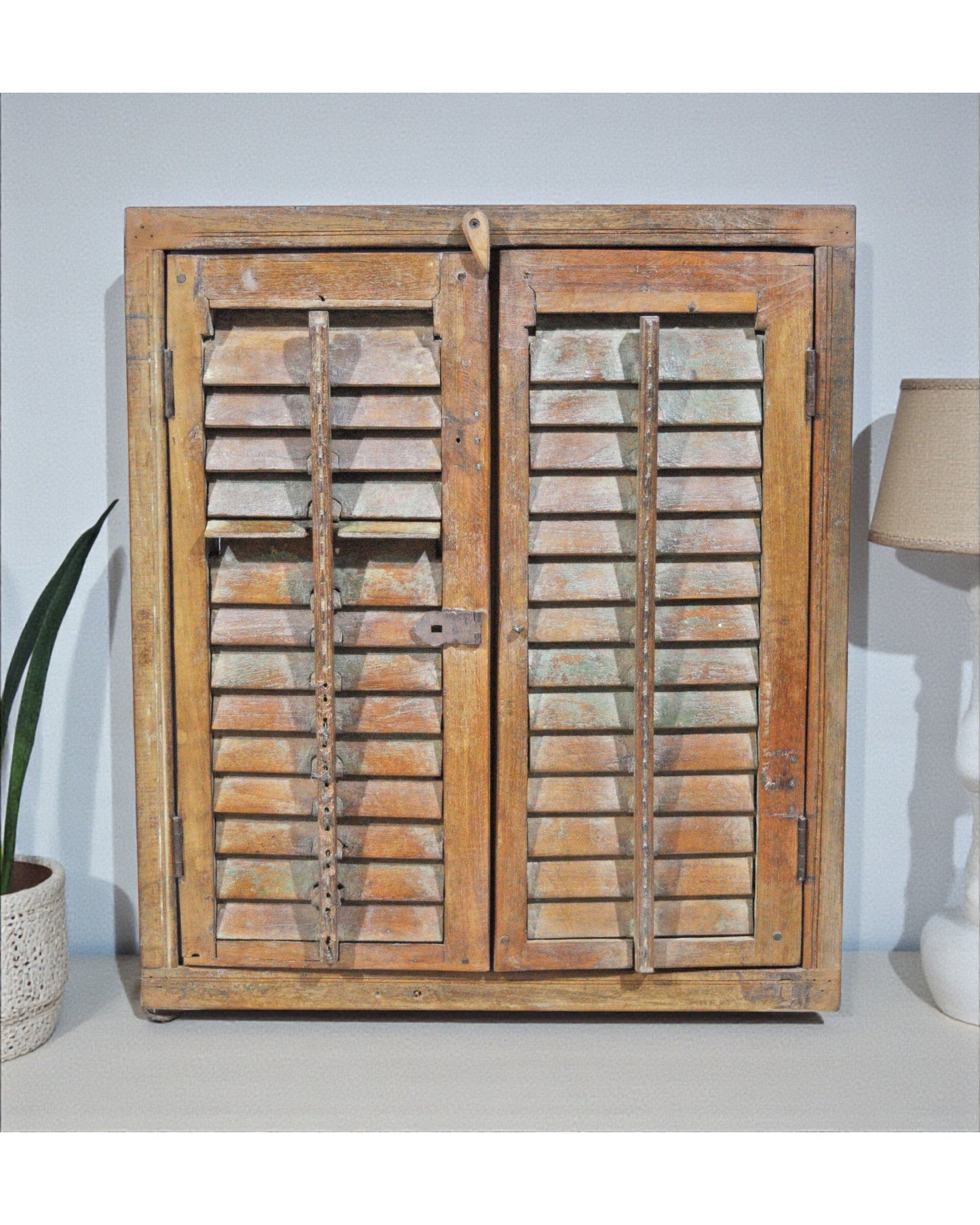 Antique Wooden Shutter Window Panel Frame Original Old Hand Crafted