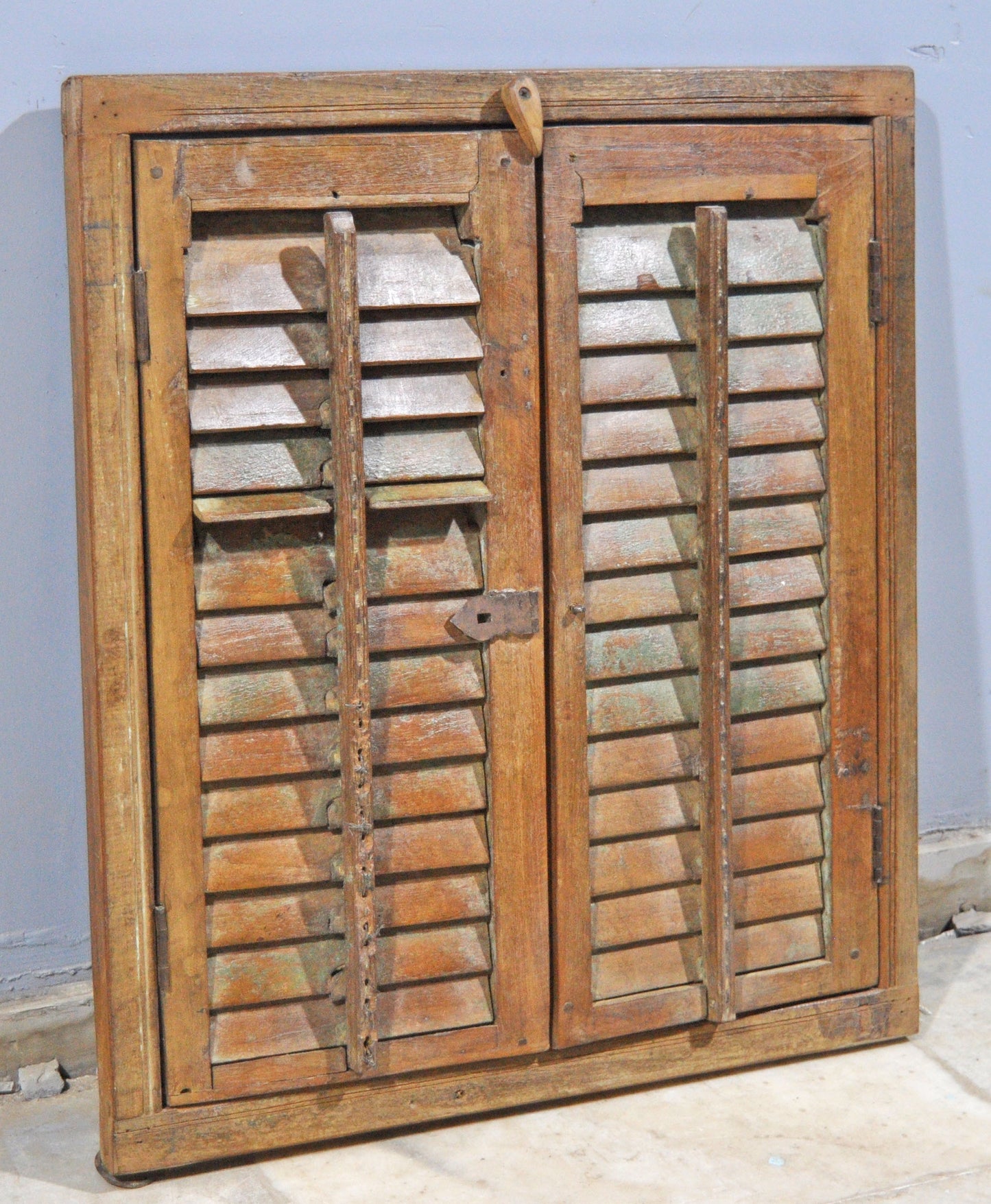 Antique Wooden Shutter Window Panel Frame Original Old Hand Crafted