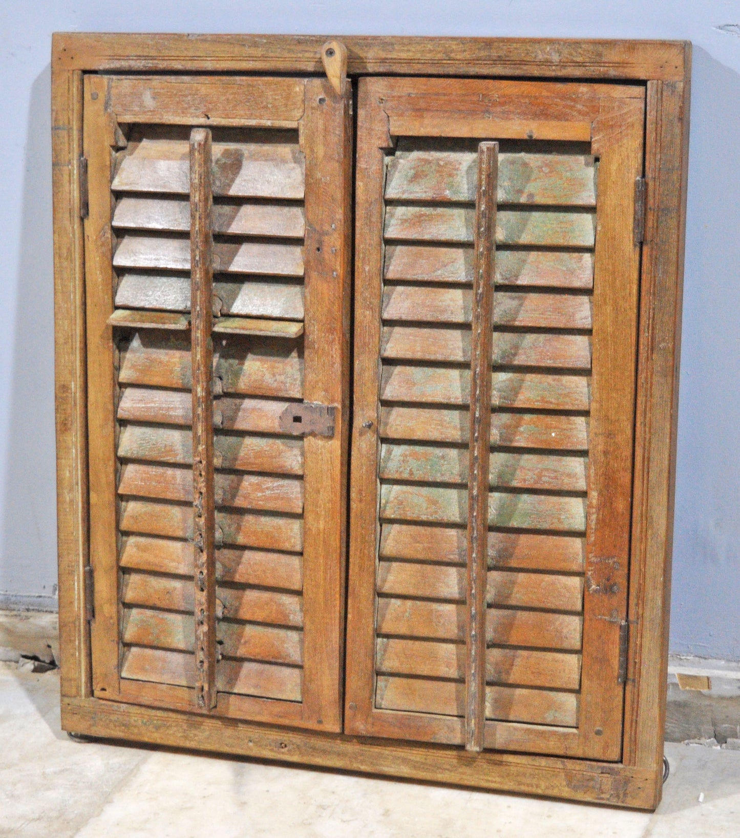 Antique Wooden Shutter Window Panel Frame Original Old Hand Crafted