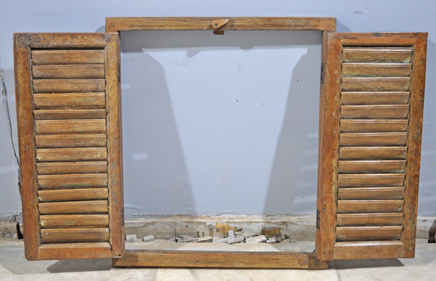 Antique Wooden Shutter Window Panel Frame Original Old Hand Crafted