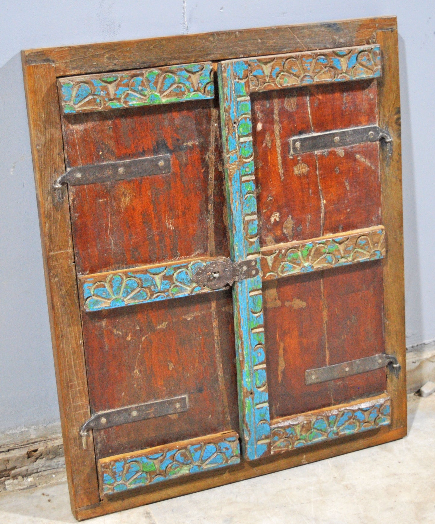 Antique Wooden Wall Décor Window Panel Frame Original Old Hand Crafted