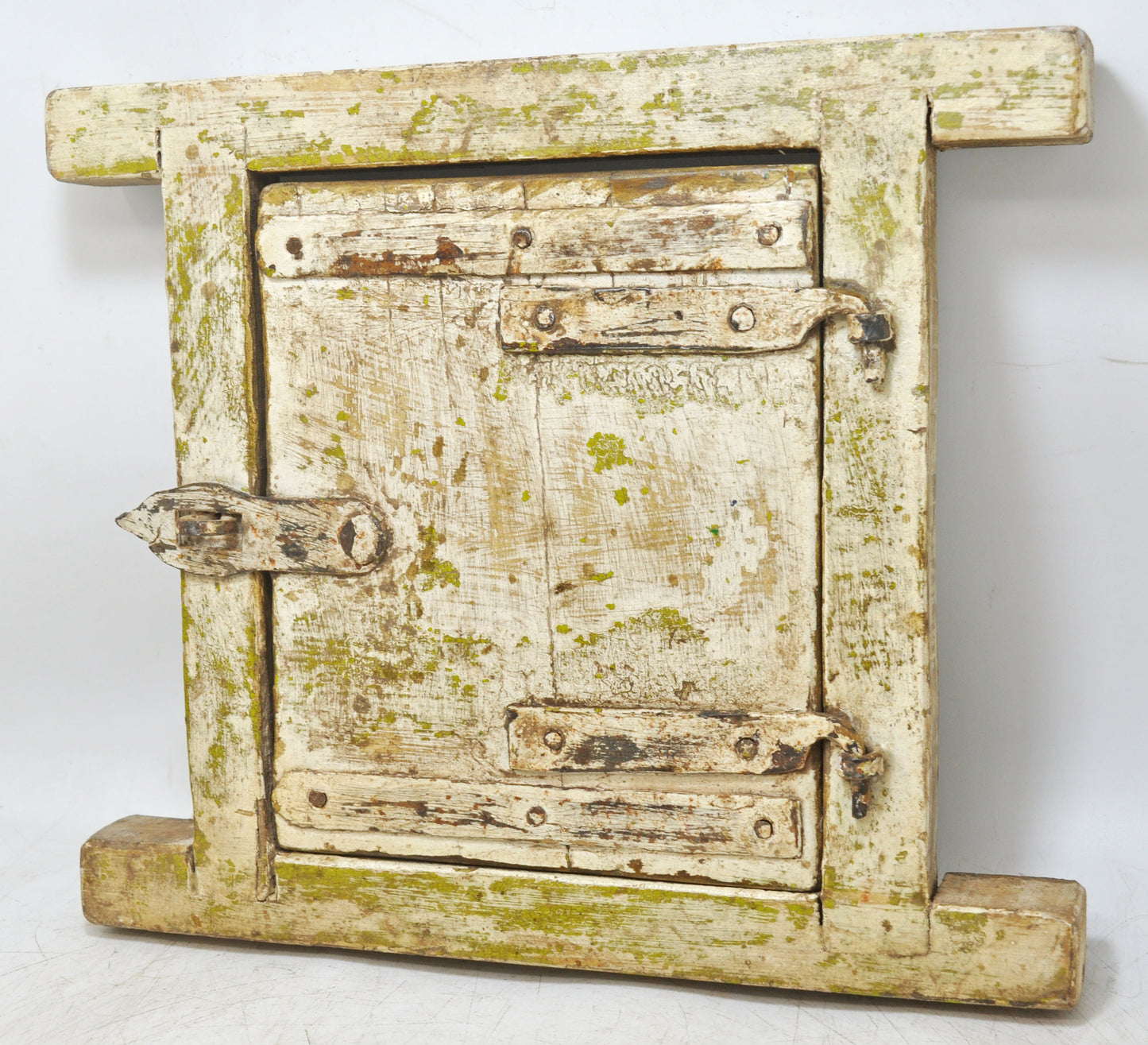 Antique Wooden Wall Décor Window Panel Frame Original Old Hand Crafted New Painted
