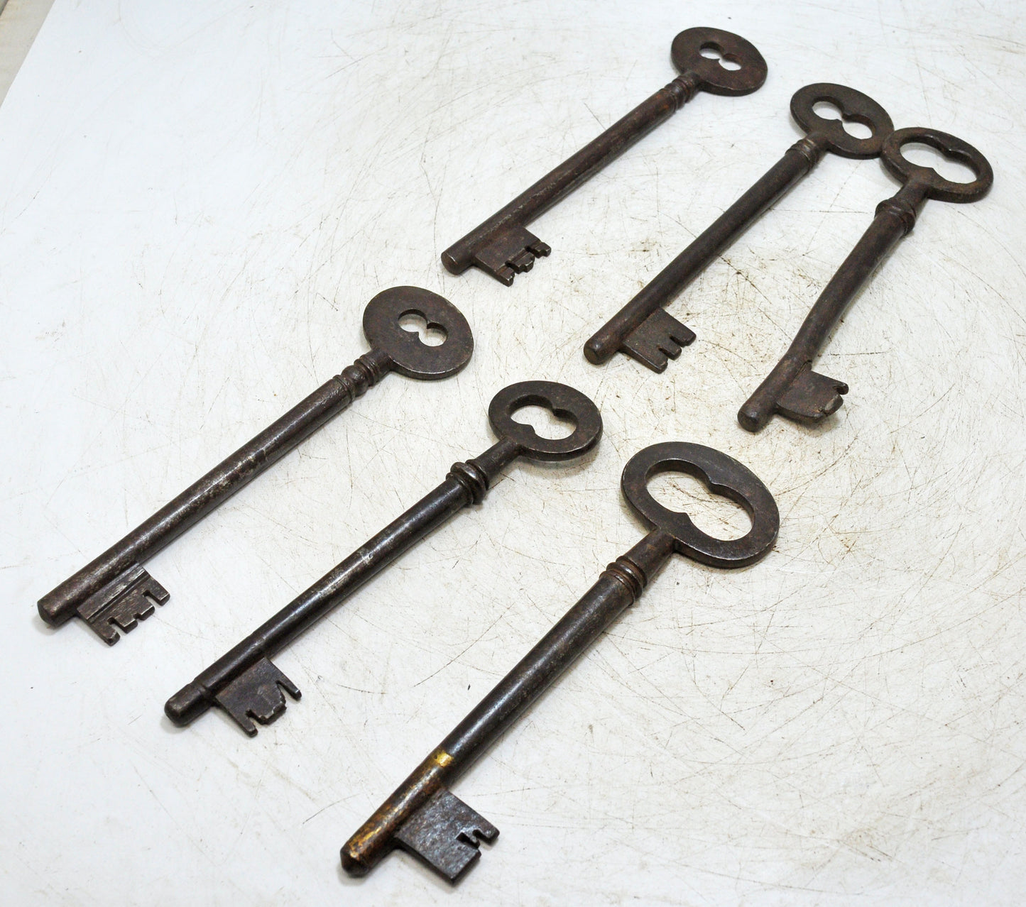 Lot of 6 Antique Iron Long Decorative Keys Original Old Hand Crafted