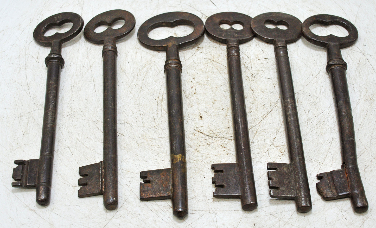 Lot of 6 Antique Iron Long Decorative Keys Original Old Hand Crafted
