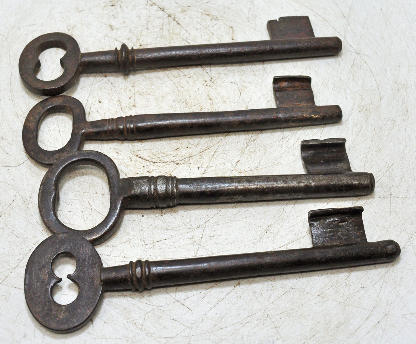 Lot of 4 Antique Iron Long Decorative Keys Original Old Hand Crafted