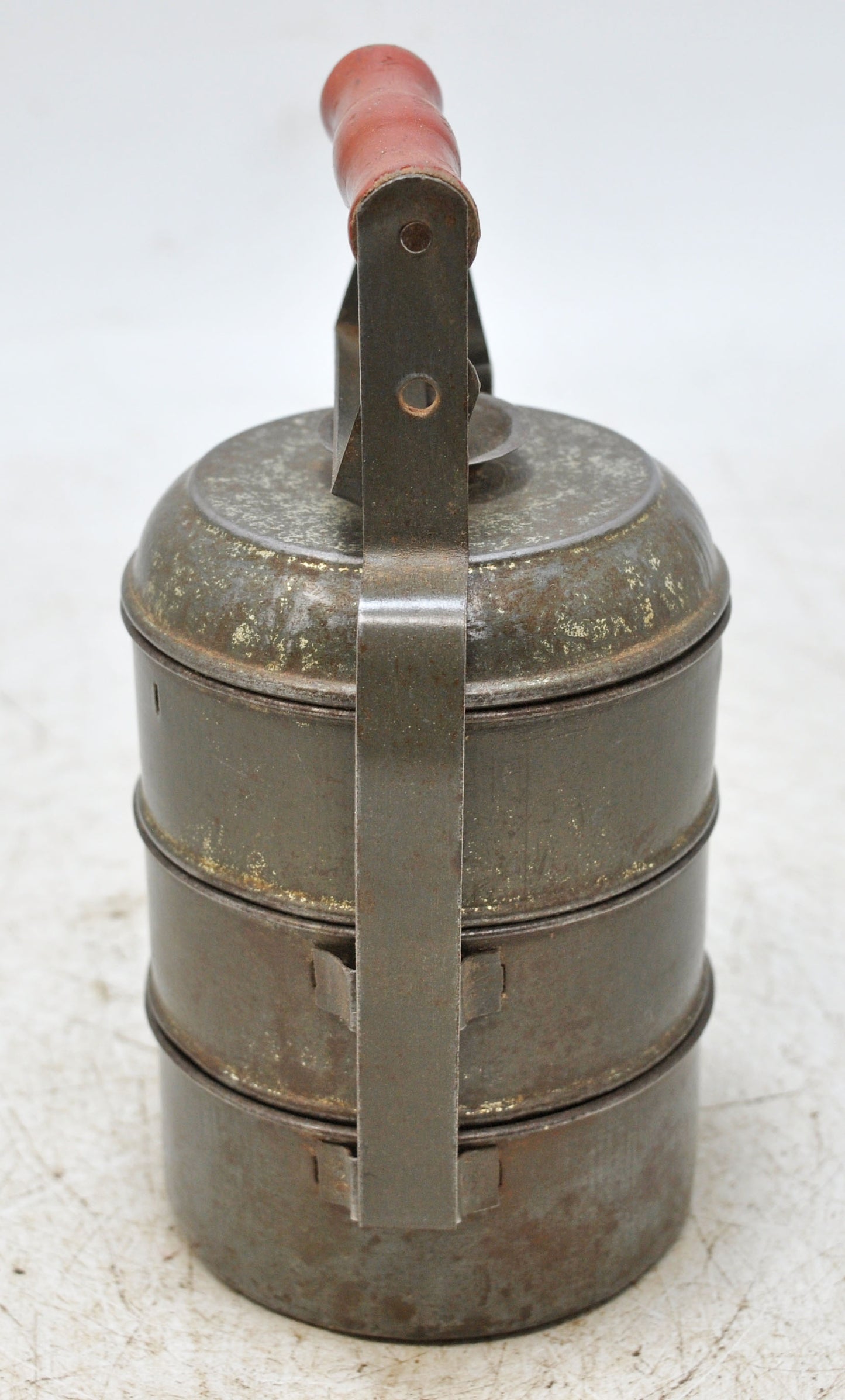 Vintage Iron Tin Small Tiffin Food Box Original Old Hand Crafted