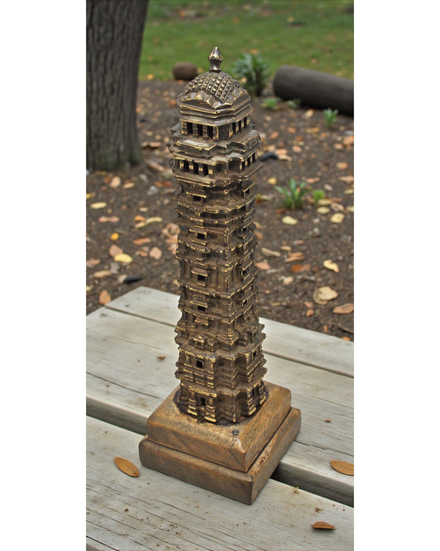 Vintage Brass Monument Building Model Statue Original Old Fine Engraved