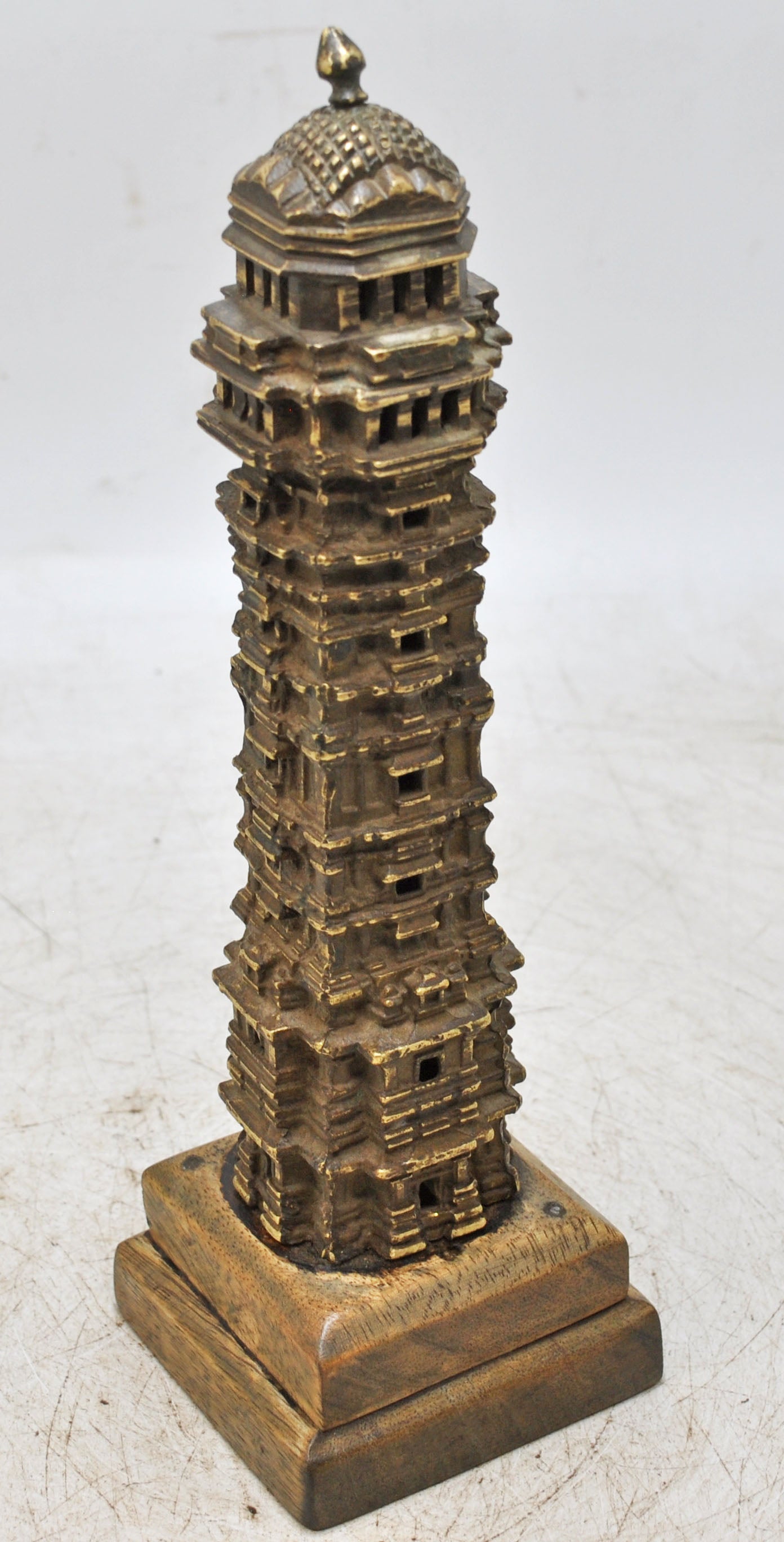 Vintage Brass Monument Building Model Statue Original Old Fine Engraved