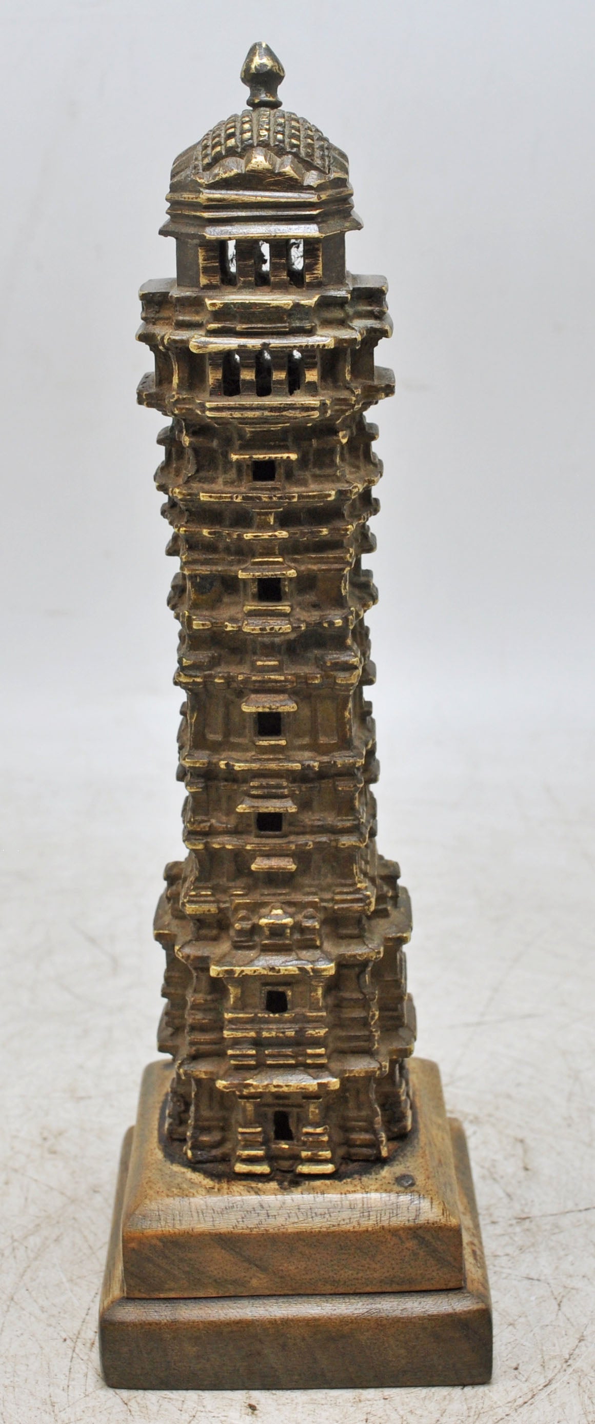 Vintage Brass Monument Building Model Statue Original Old Fine Engraved