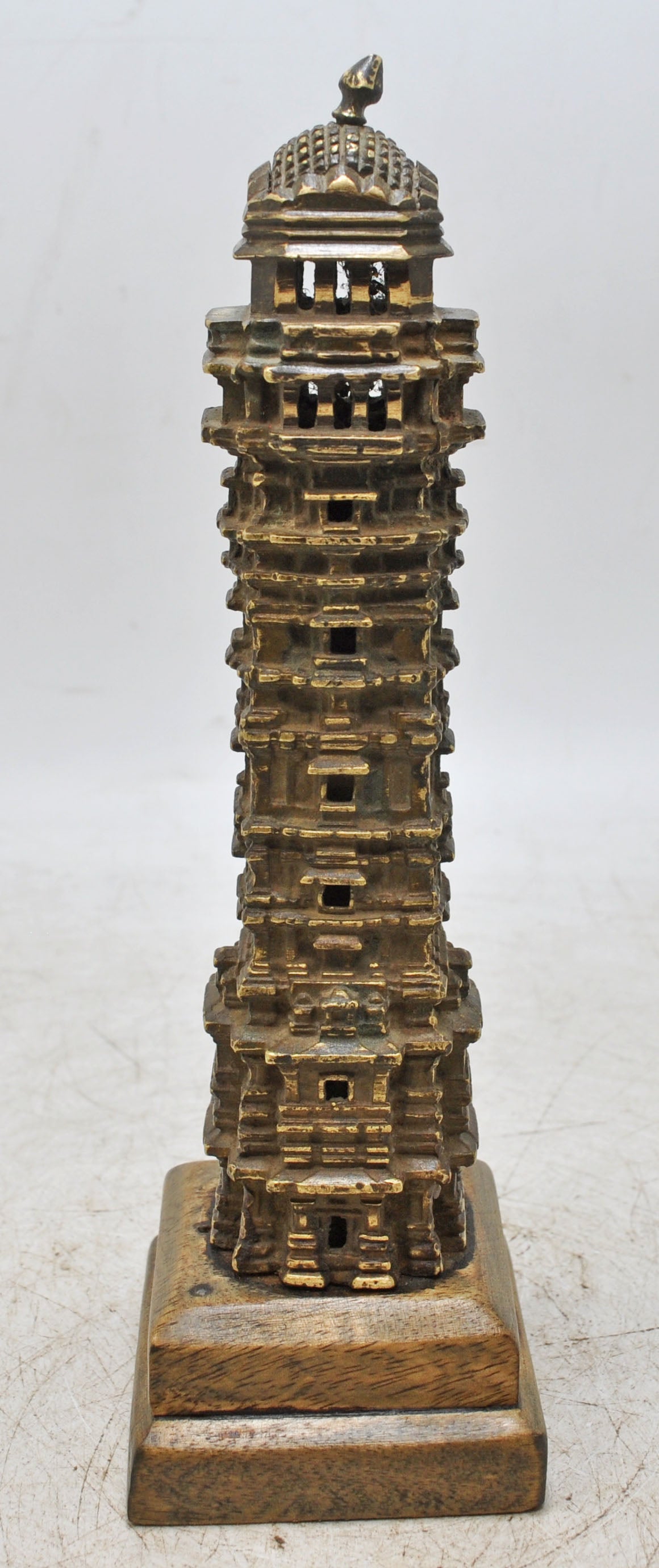 Vintage Brass Monument Building Model Statue Original Old Fine Engraved