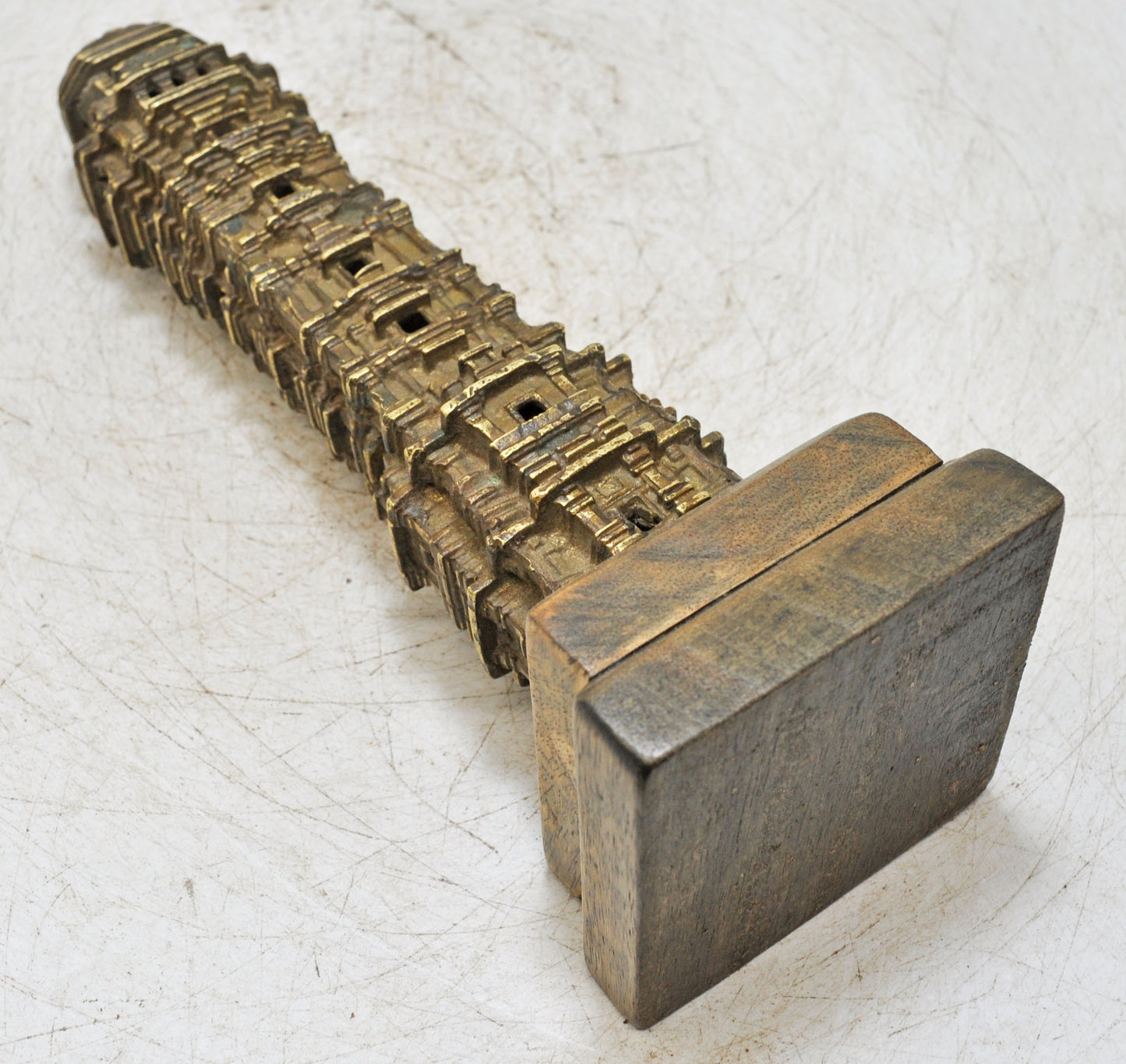 Vintage Brass Monument Building Model Statue Original Old Fine Engraved