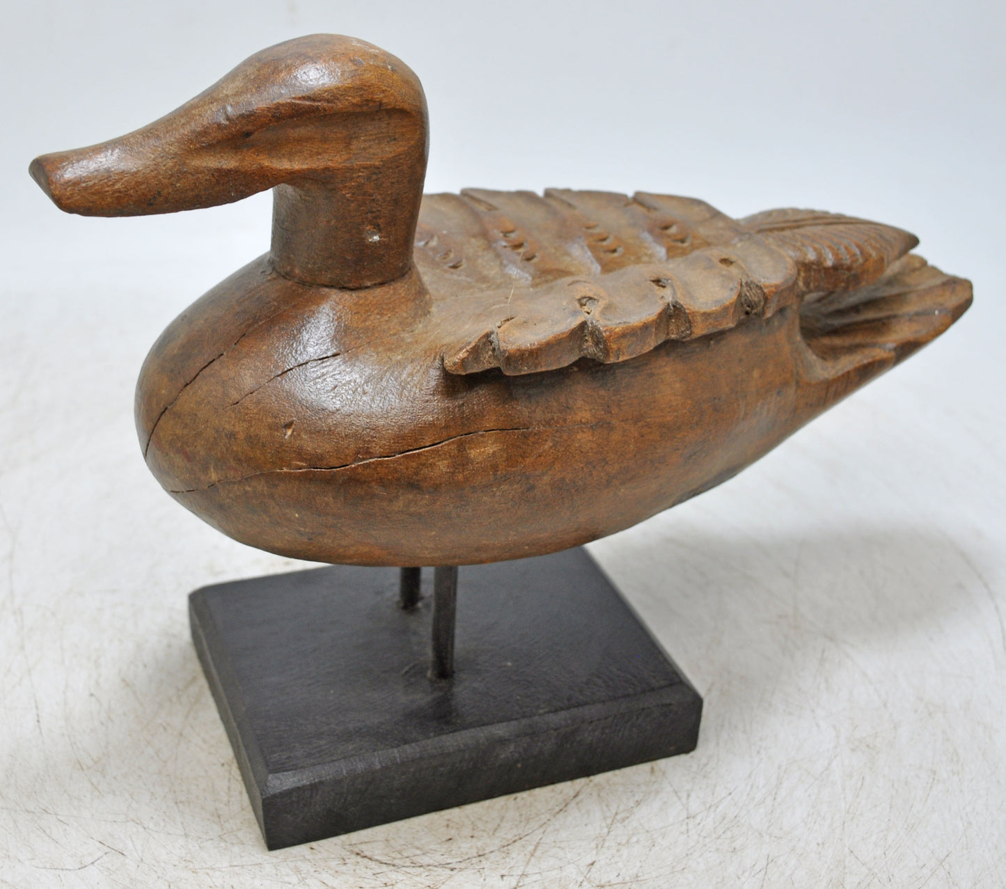 Vintage Wooden Duck Figurine Original Old Hand Carved