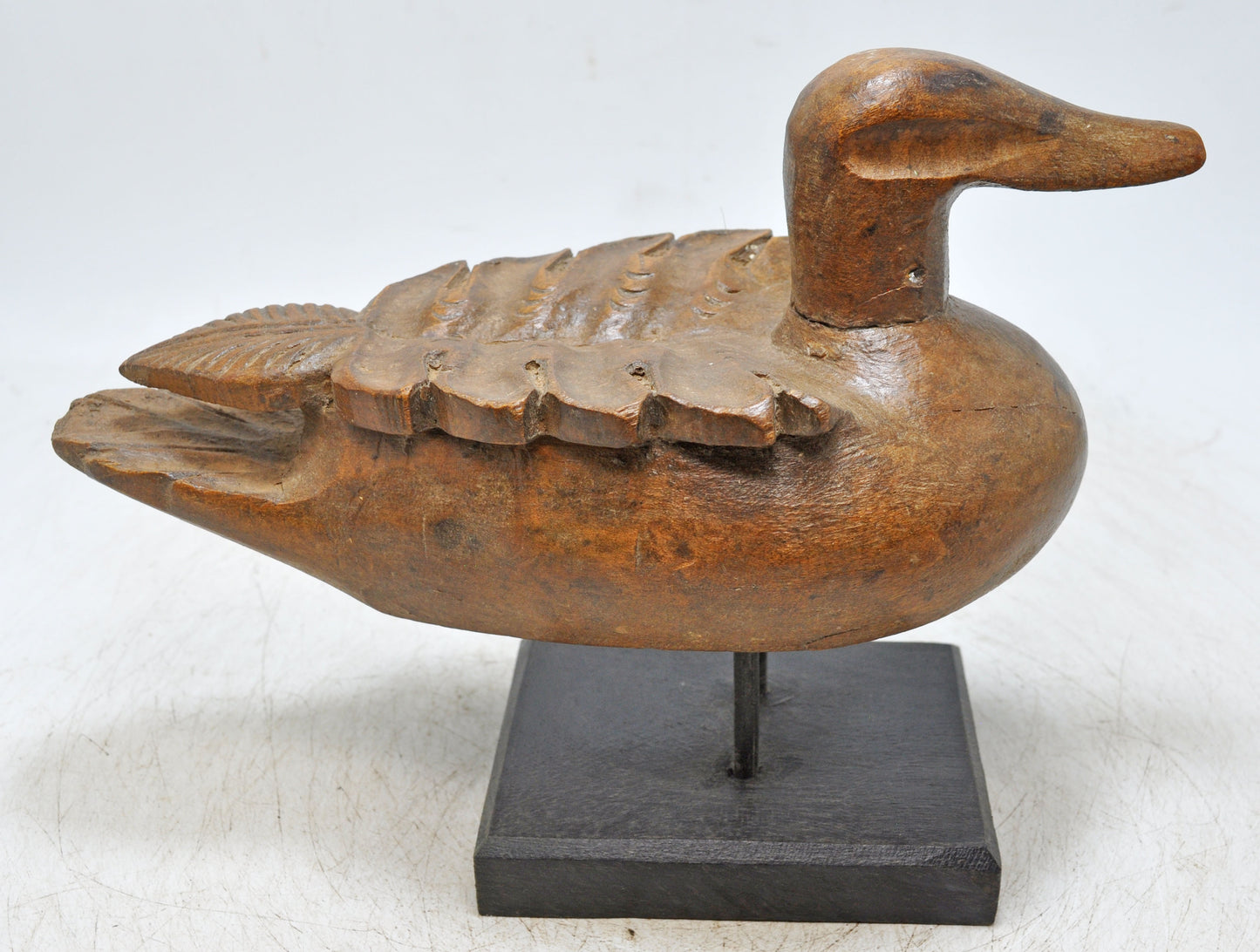 Vintage Wooden Duck Figurine Original Old Hand Carved
