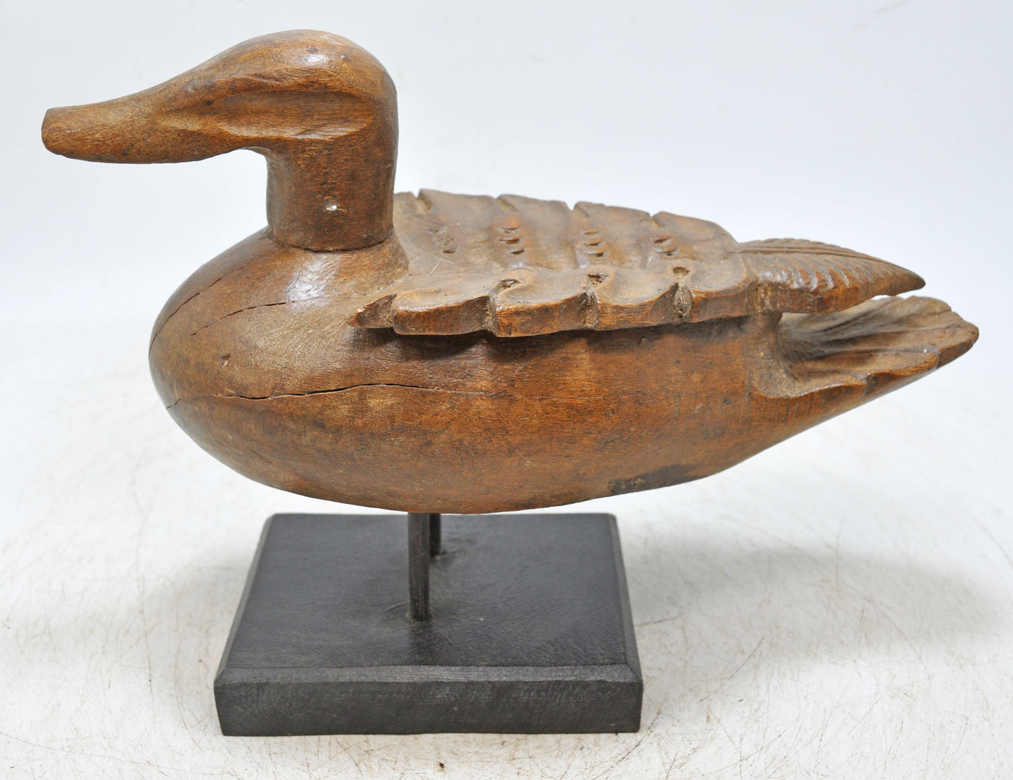 Vintage Wooden Duck Figurine Original Old Hand Carved