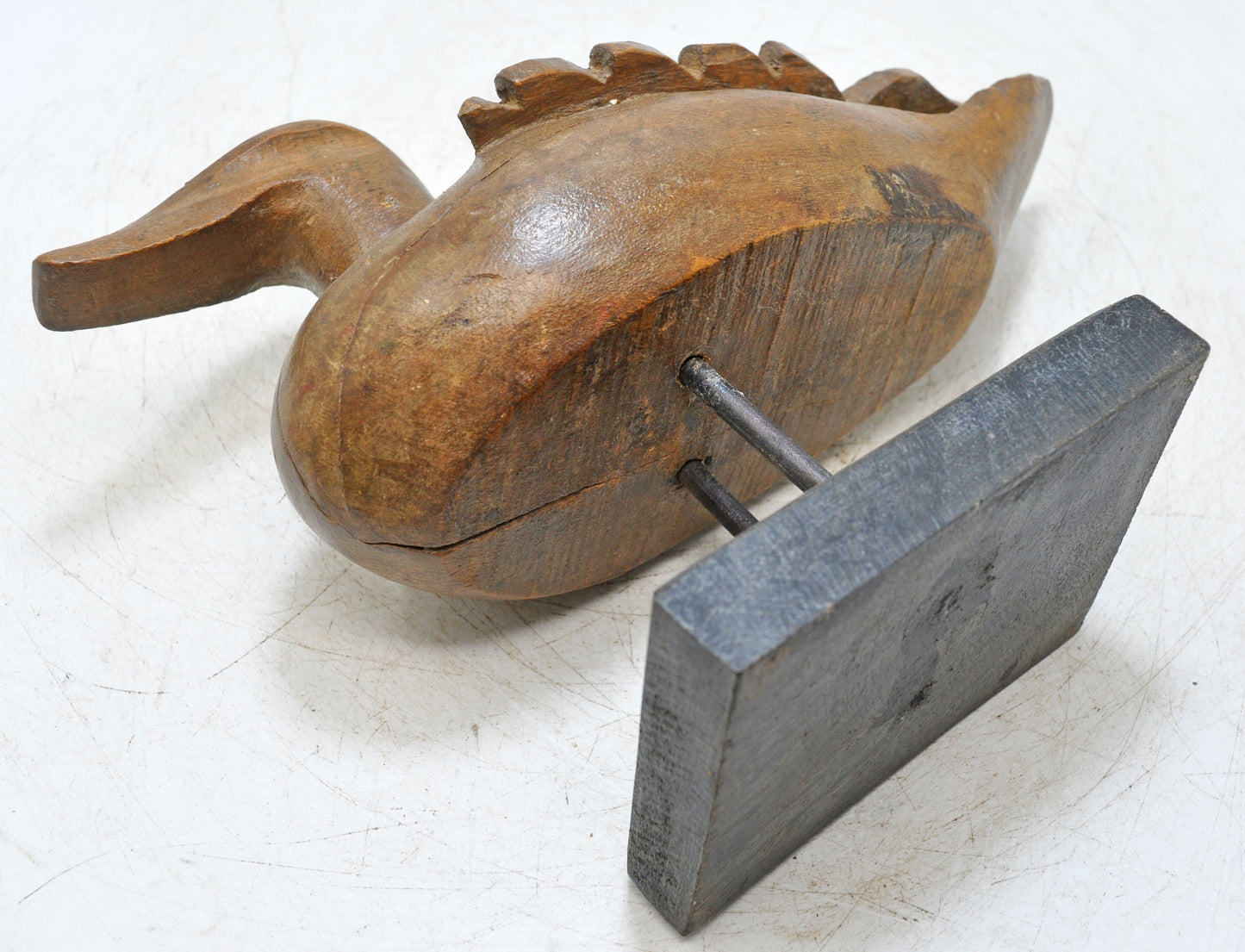 Vintage Wooden Duck Figurine Original Old Hand Carved