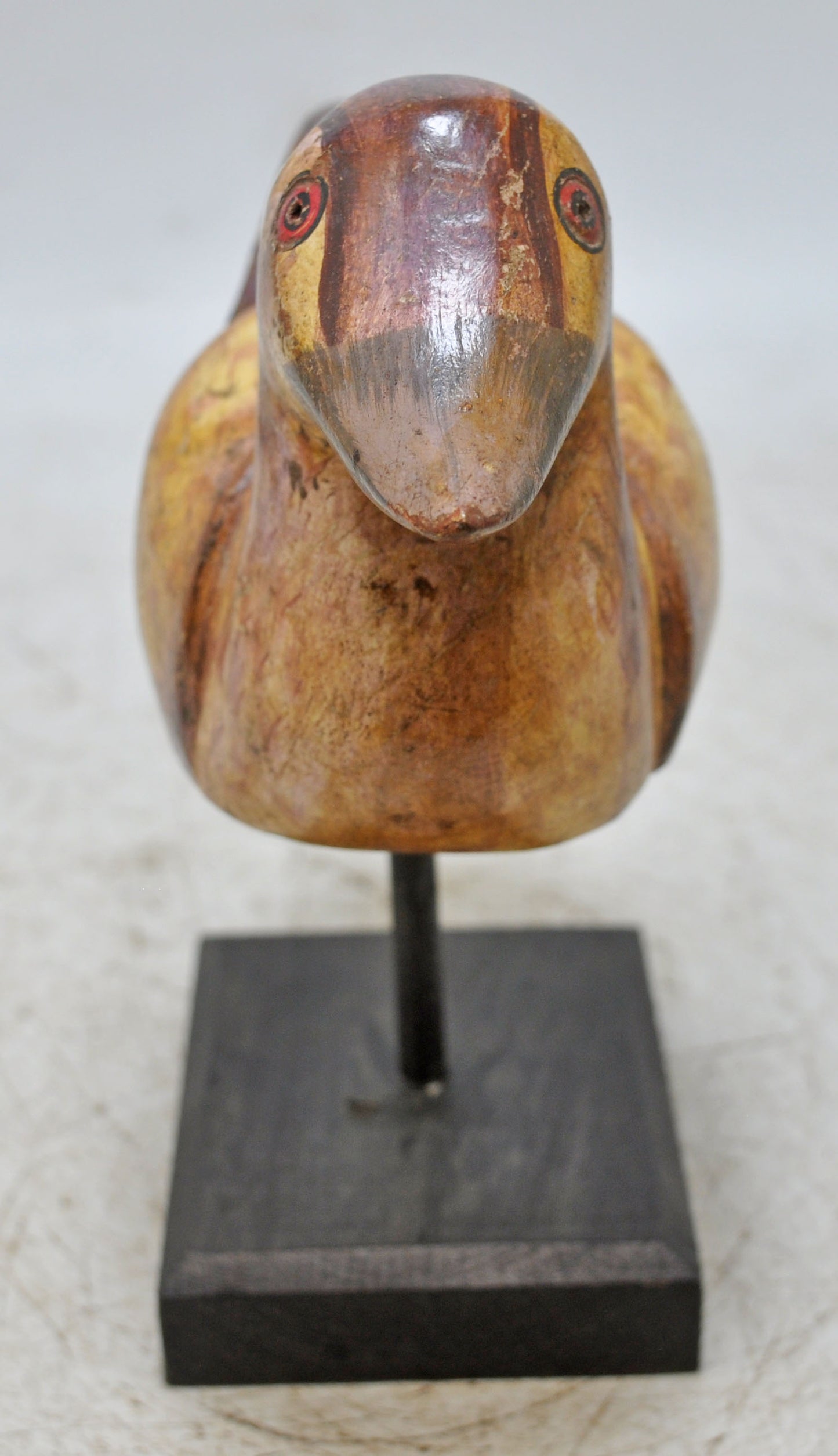 Vintage Wooden Duck Figurine Original Old Hand Carved Painted