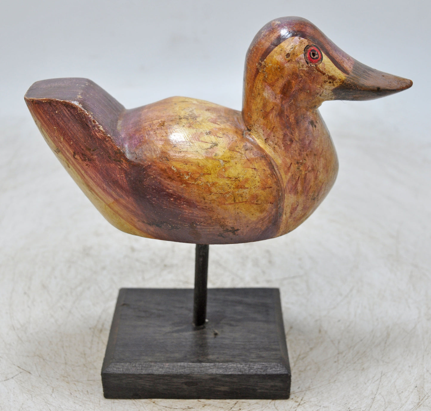 Vintage Wooden Duck Figurine Original Old Hand Carved Painted