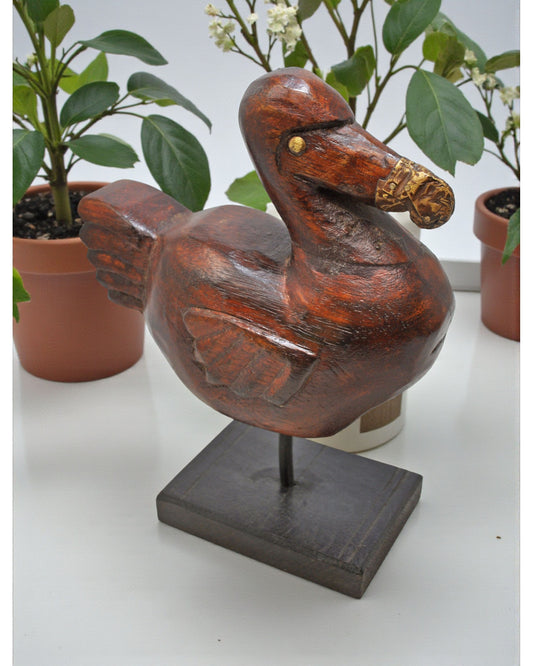 Vintage Wooden Duck Figurine Original Old Hand Carved Painted
