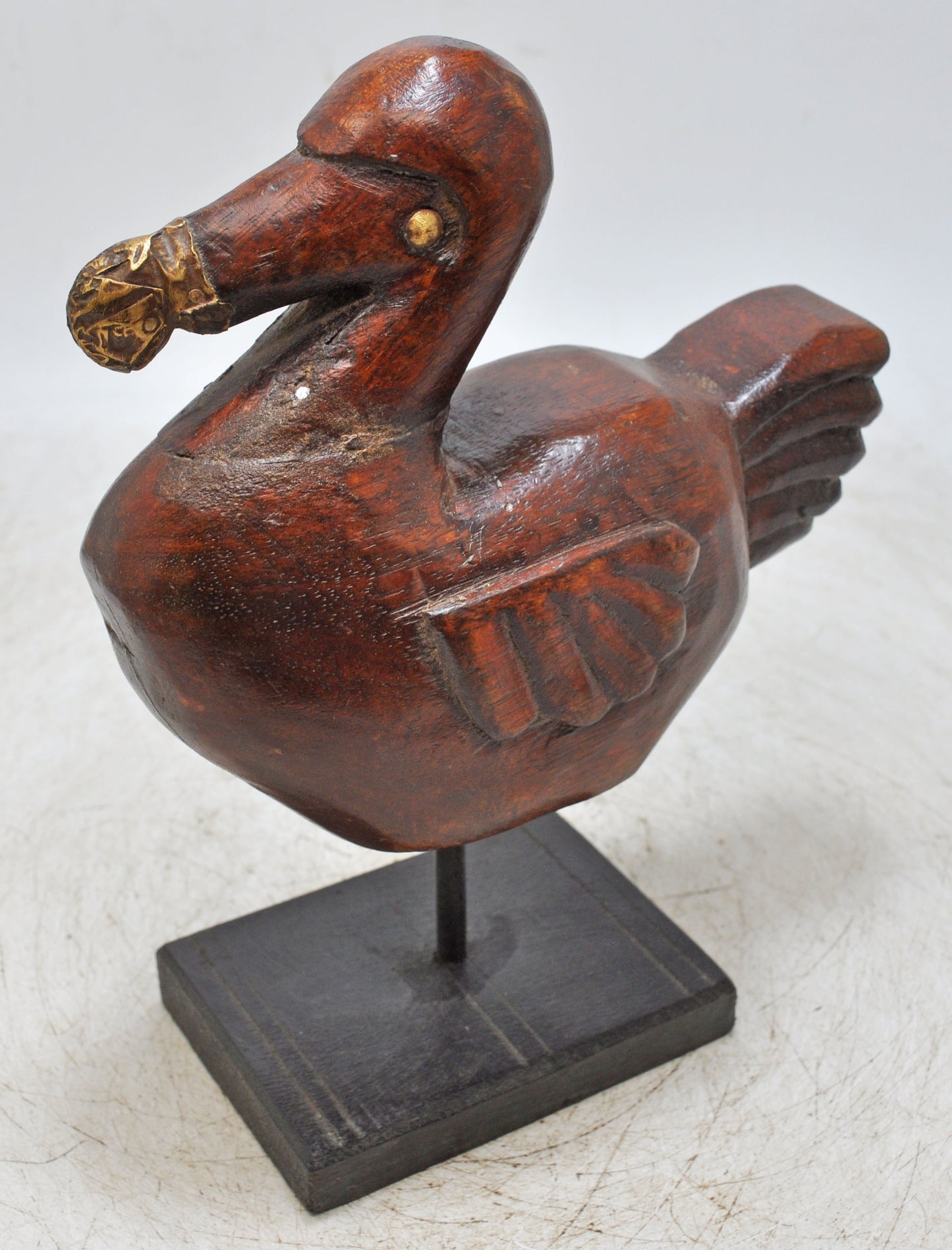 Vintage Wooden Duck Figurine Original Old Hand Carved Painted