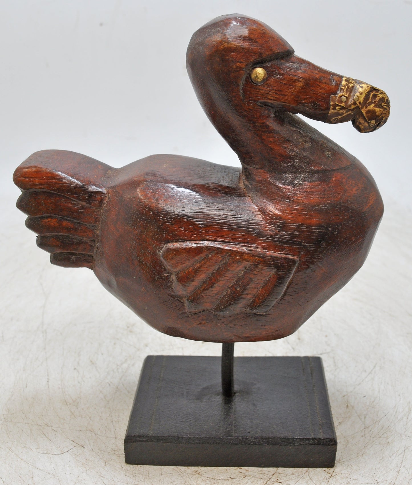 Vintage Wooden Duck Figurine Original Old Hand Carved Painted
