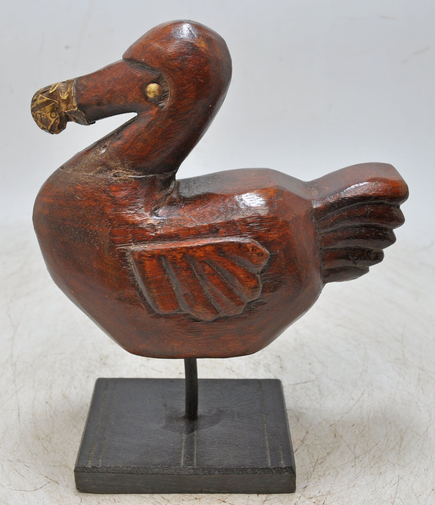 Vintage Wooden Duck Figurine Original Old Hand Carved Painted