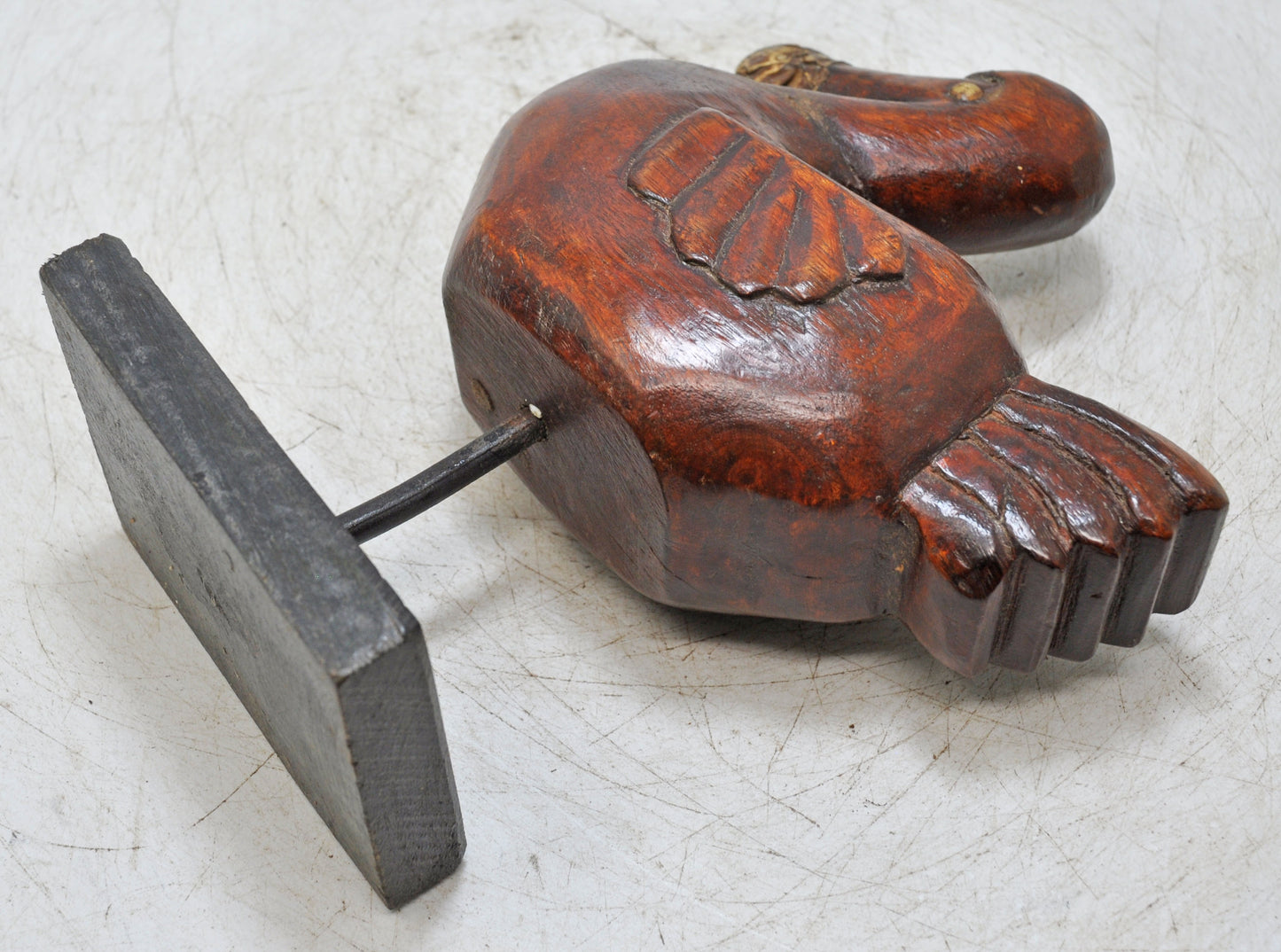 Vintage Wooden Duck Figurine Original Old Hand Carved Painted