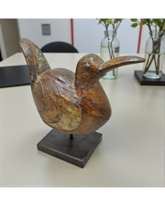 Vintage Wooden Duck Figurine Original Old Hand Carved Painted