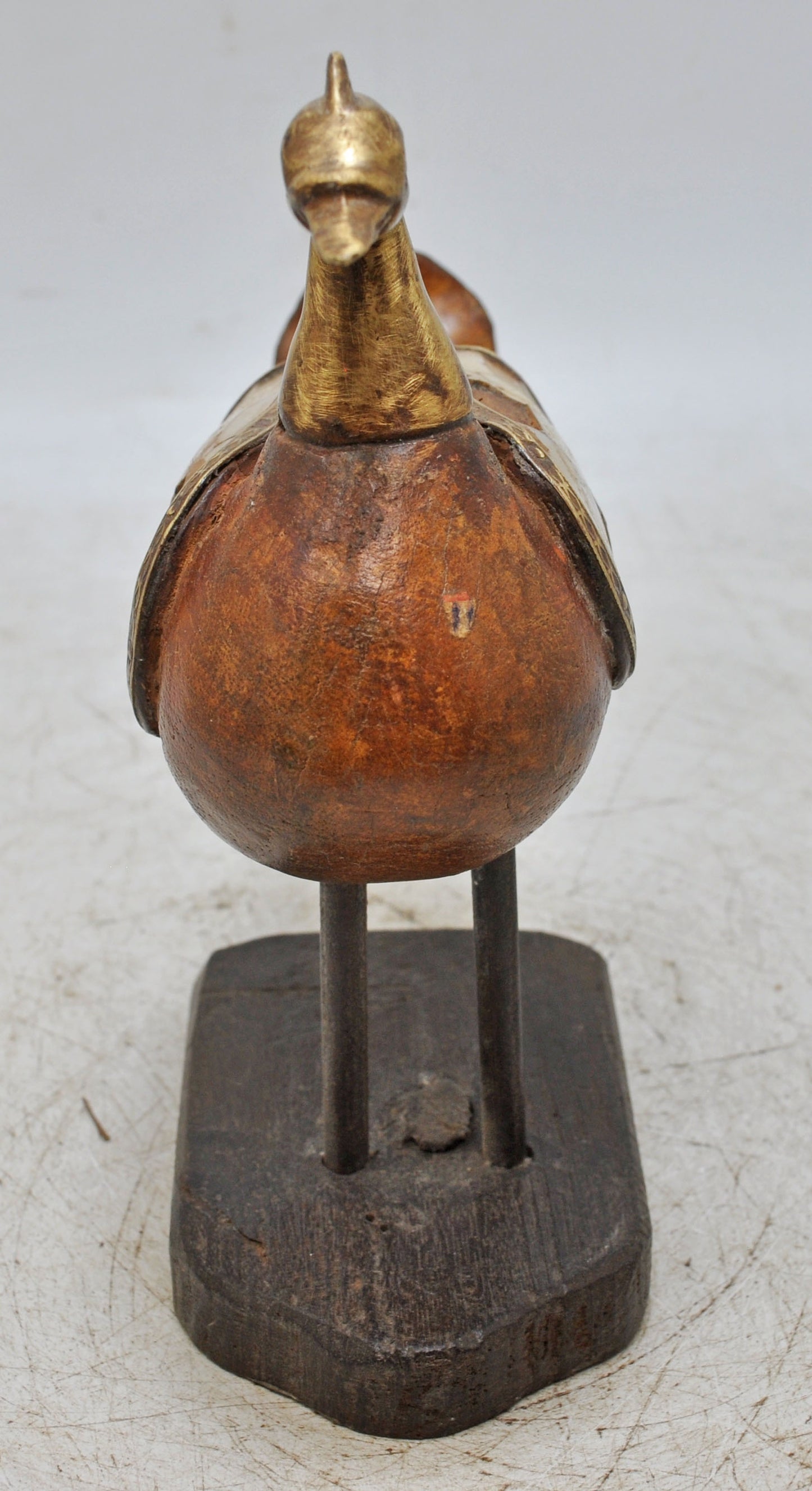 Vintage Wooden Peacock Figurine Original Old Hand Carved MOP Fitted