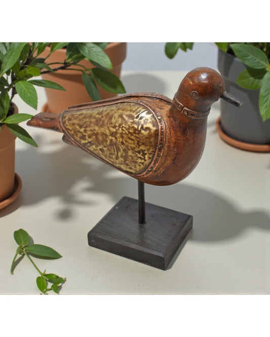 Vintage Wooden Pigeon Bird Figurine Original Old Hand Carved