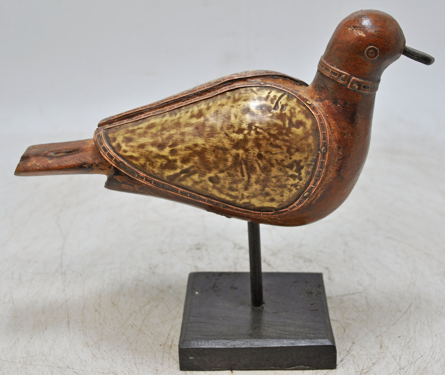 Vintage Wooden Pigeon Bird Figurine Original Old Hand Carved