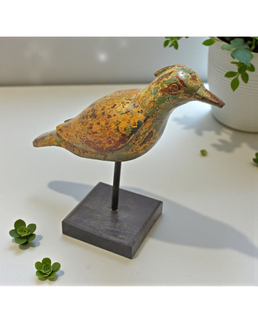 Vintage Wooden Bird Figurine Original Old Hand Carved