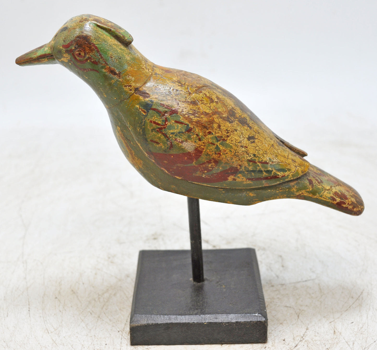 Vintage Wooden Bird Figurine Original Old Hand Carved