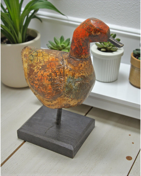 Vintage Wooden Bird Figurine Original Old Hand Carved