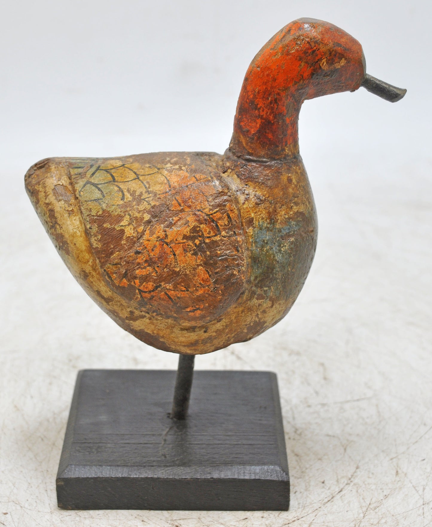 Vintage Wooden Bird Figurine Original Old Hand Carved