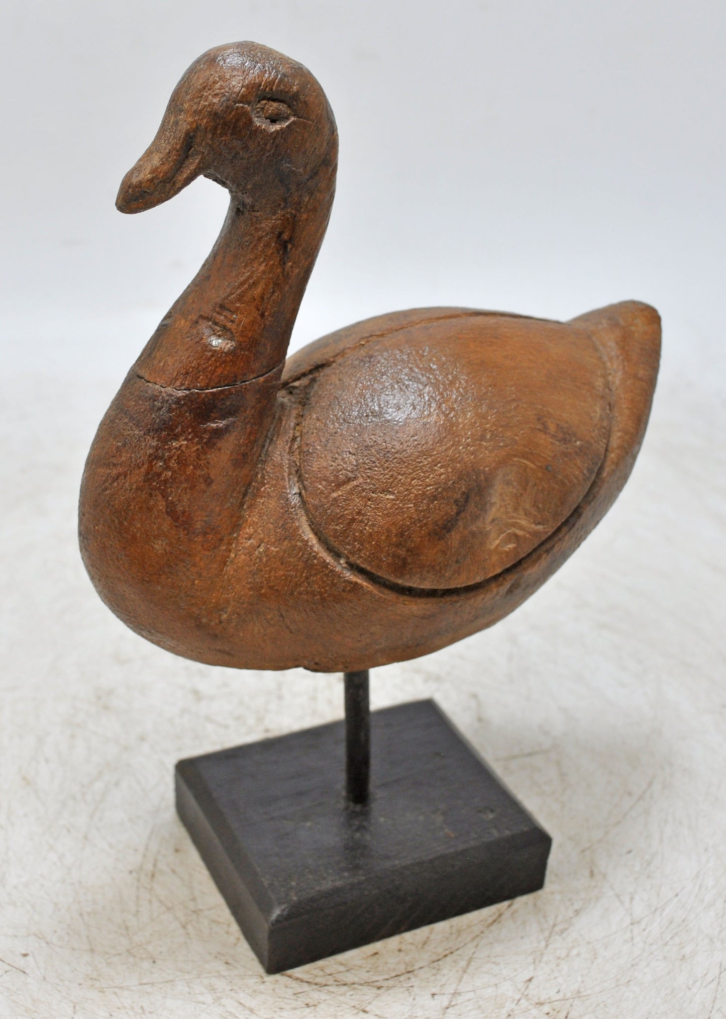 Vintage Wooden Duck Figurine Original Old Hand Carved Painted